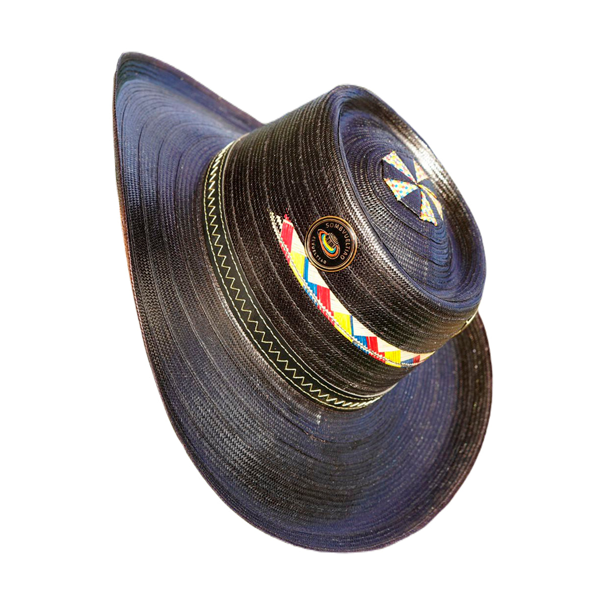 Sombrero Corto 33 Fibras Negro Diseño Tricolor