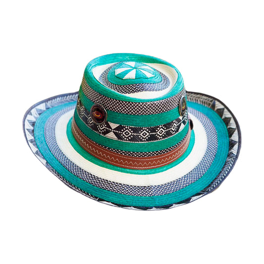 Sombrero Corto 33 Fibras Verde Diseño Figuras
