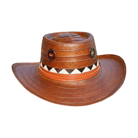 Sombrero Corto 27 Fibras Diseño Marrón a Mano