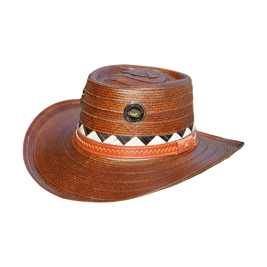 Sombrero Corto 31 Fibras Diseño Marrón a Mano