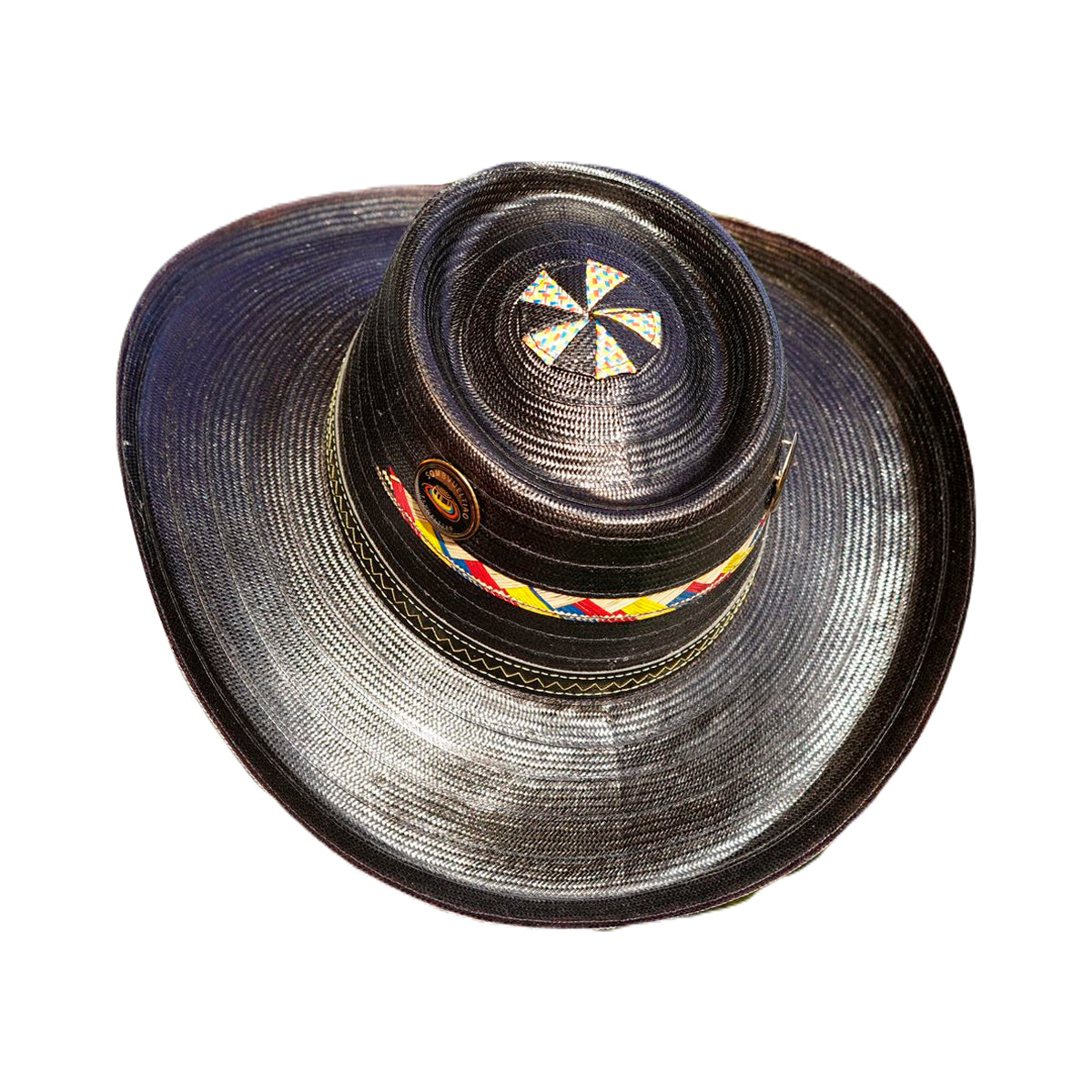 Sombrero Corto 27 Fibras Negro Diseño Tricolor