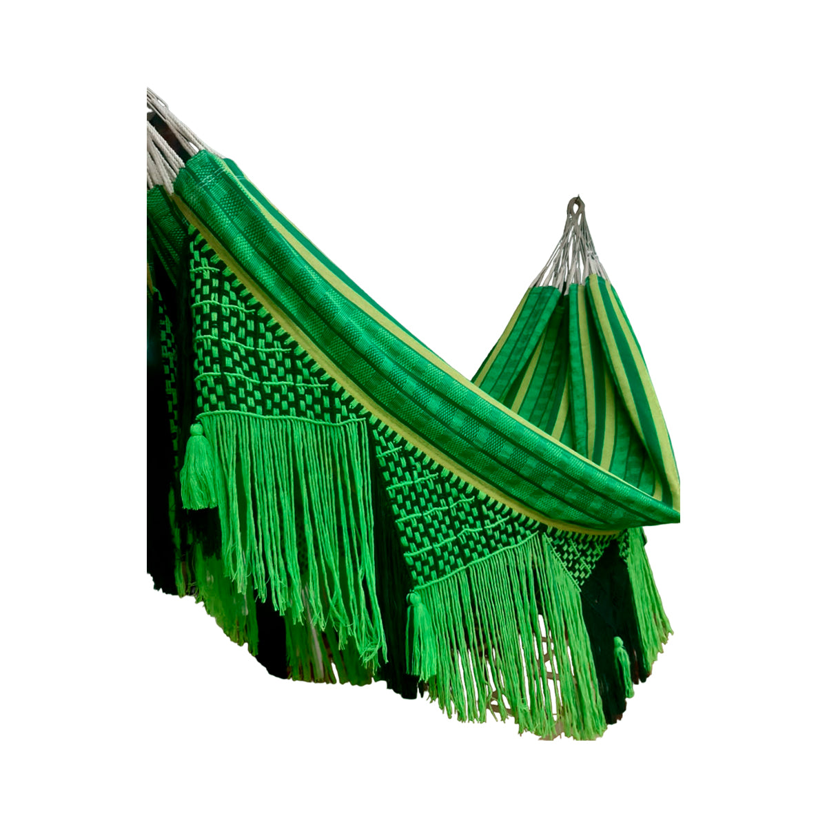 Hamaca Exclusiva Verde con Flecos Fina