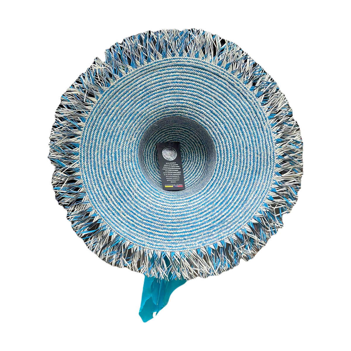 Pava Desflecada Diseño Azul Artesanal a Mano