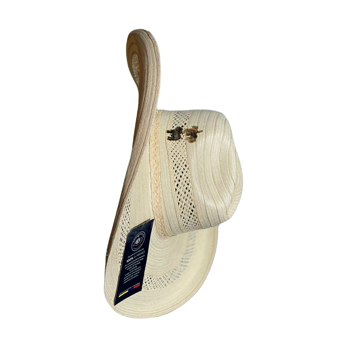 Sombrero 27 fibras Extrafino Calidad a Mano Blanco con Beige