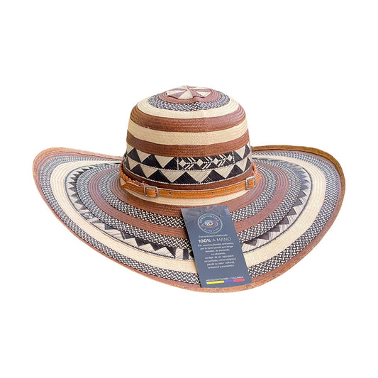 Sombrero Exclusivo 23 Fibras Beige con Franjas