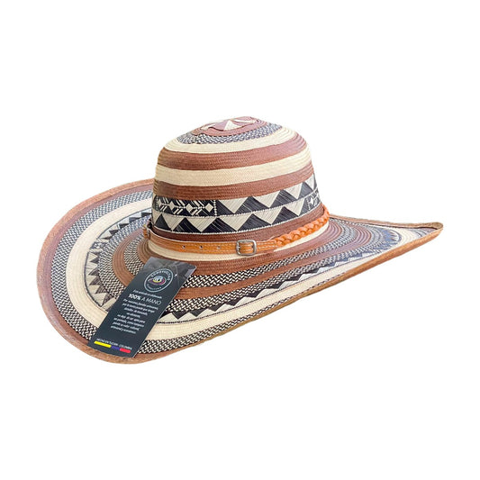 Sombrero Exclusivo 23 Fibras Beige con Franjas