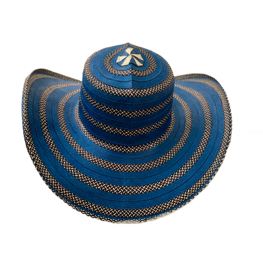 Combo Sombrero 23 Fibras Azul Grano De Arroz