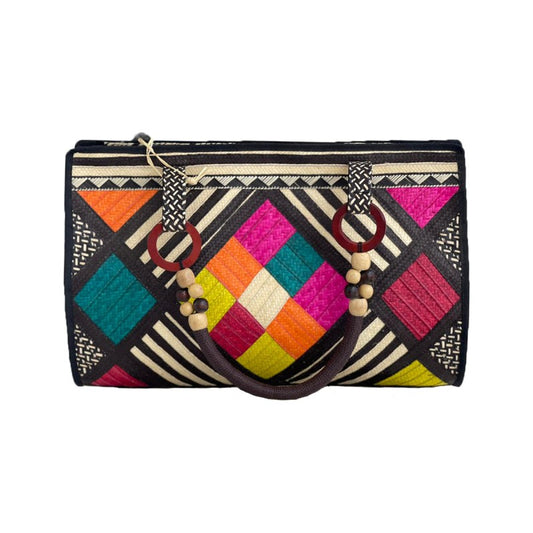 Bolso De Mano Diseño Cuadros Colores