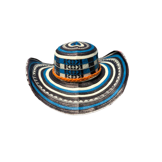 Sombrero 15 Fibras Diseño Tradicional Azul MY