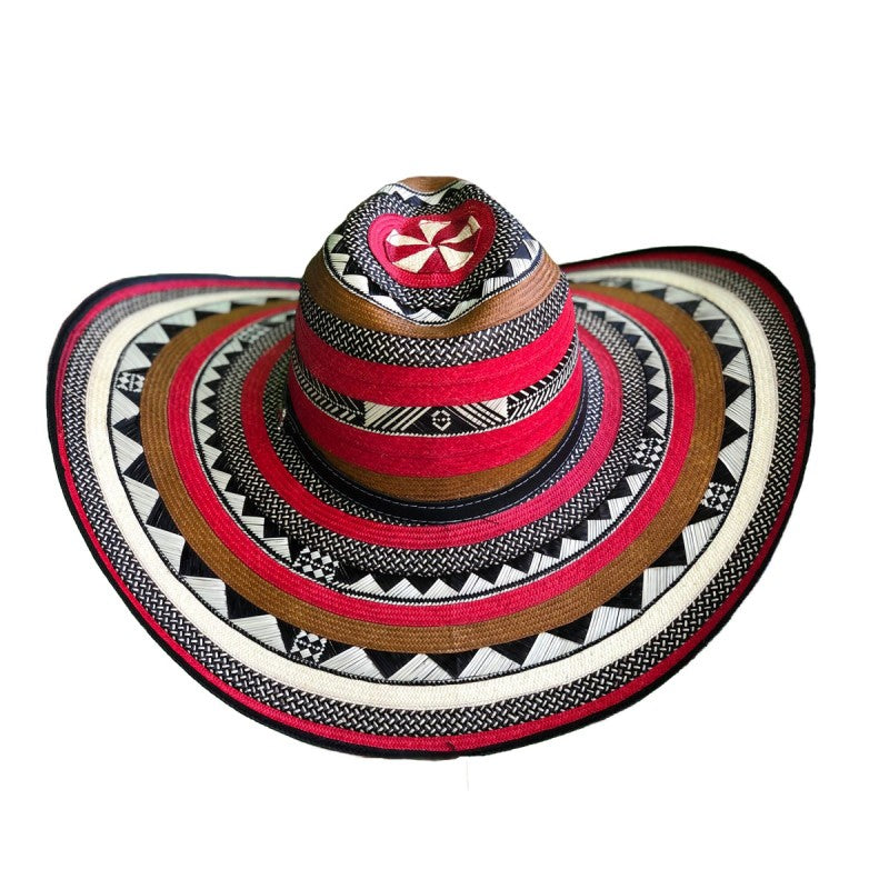Sombrero 23 Fibras Diseño Hormado Rojo