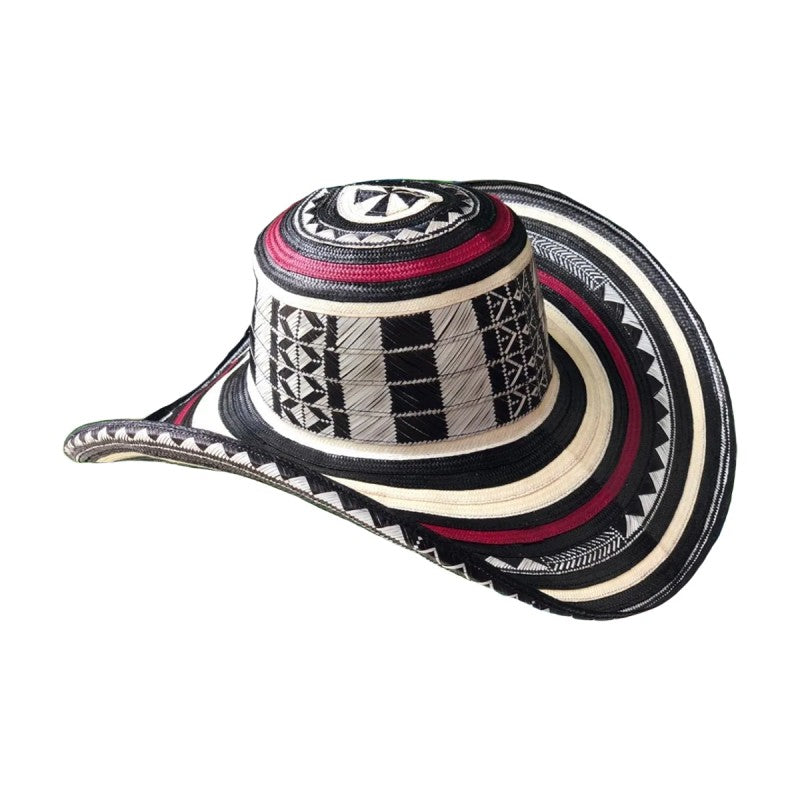 Sombrero 23 Fibras Diseño Tradicional Rojo
