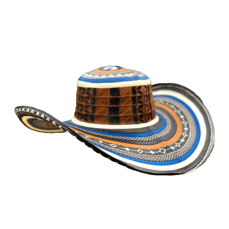 Sombrero 23 Fibras Exclusivo Azul Naranja