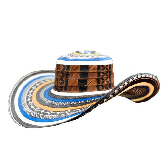 Sombrero 23 Fibras Exclusivo Azul Naranja