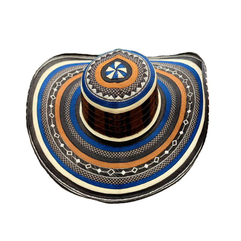 Sombrero 23 Fibras Exclusivo Azul Naranja