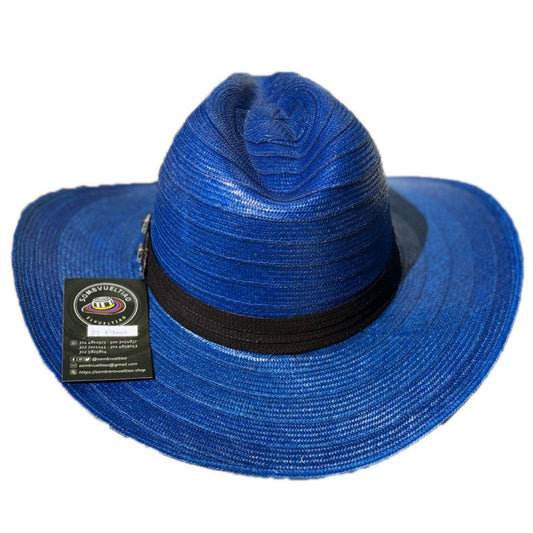 Sombrero Ala Corta Tejido Fino Azul MY