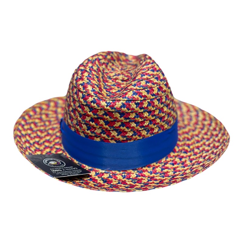 Sombrero Fedora Exclusivo Tejido Tricolor Fino