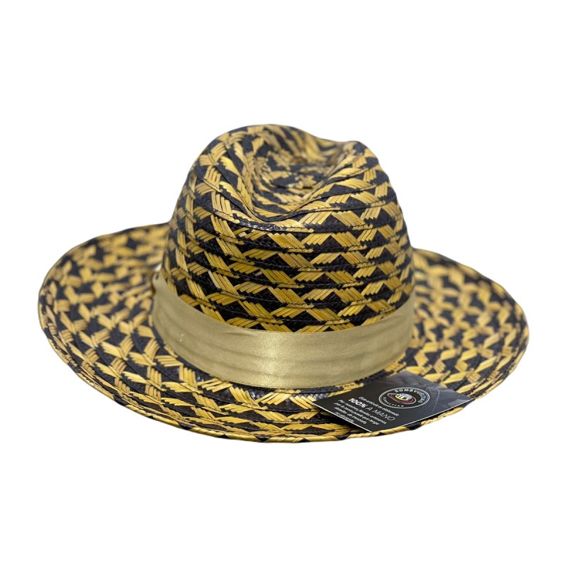 Sombrero Fedora Fino Exclusivo Diseño Dorado