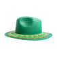 Sombrero Fedora Verde Tejido Fino Ala Plana